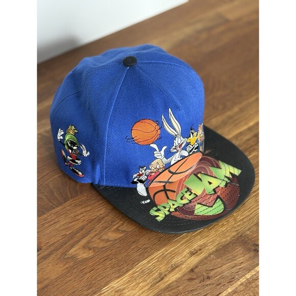 Looney Tunes Space Jam Embroidered Hat Cap Snapback Blue‎ Adult Flat Brim - Picture 2 of 8